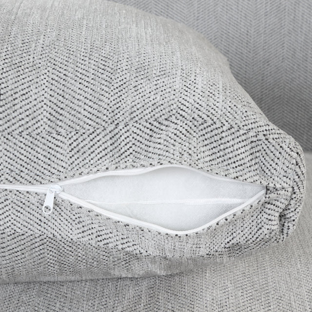 84.65" Modern Upholstered L-Shape Sofa Couch with Chaise and 2 Pillows,3-Seater Couch with rubber wood legs for Living Room,Apartment,Small Space,Light Gray