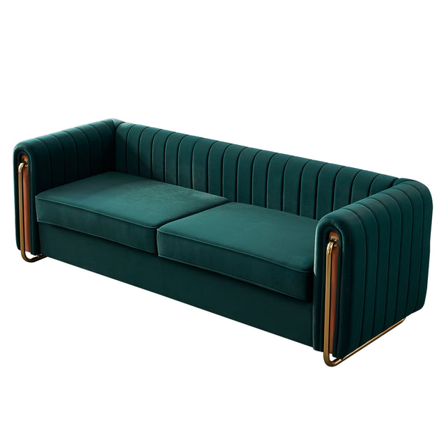Modern velvet sofa green color
