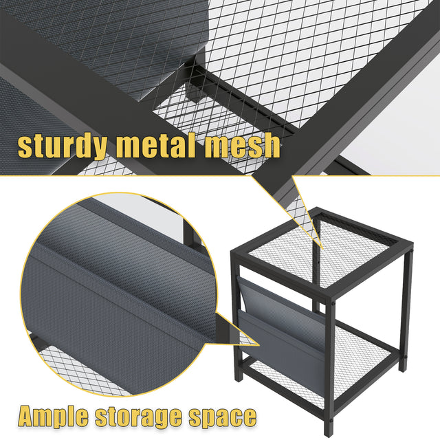 Outdoor Patio Furniture 3 pieces Set Garden Armchair Coffee Side Table,Black Frame, Modern Design