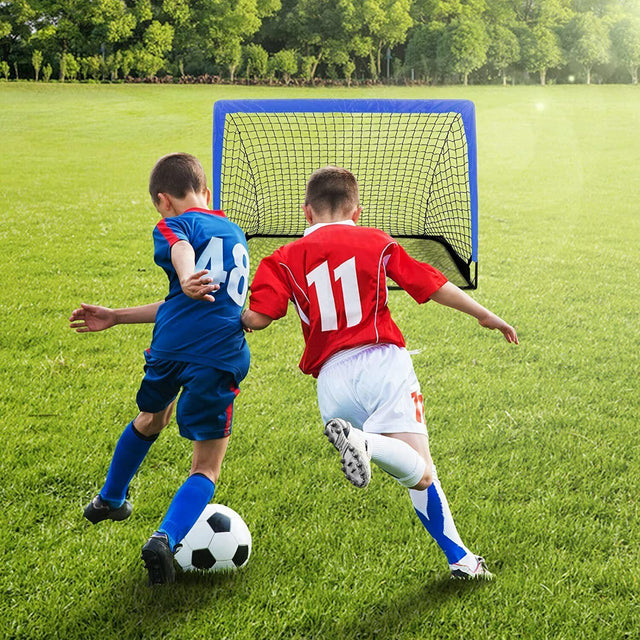Simple Deluxe 4‘x3’ Portable Soccer Goal, Pop Up Folding Soccer Net Comes with 2 Oxford Cloth Bags and 8 Stakes, Great for Training for Backyard
