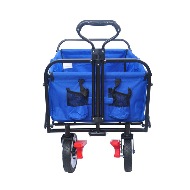 Folding Wagon Garden Shopping Beach Cart (Blue colour)