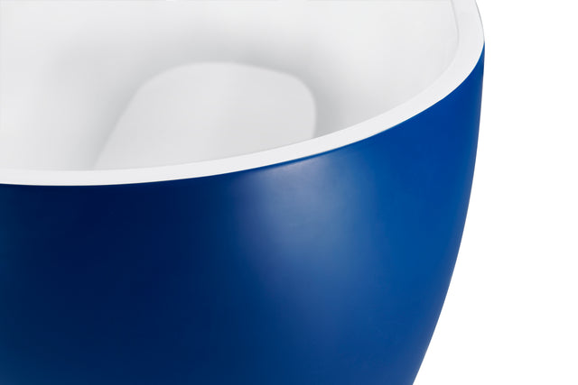 65" 100% Acrylic Freestanding Bathtub,Contemporary Soaking Tub,white inside and blue outside