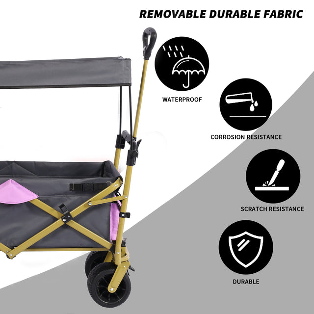 Push & Pull Utility Folding Wagon with Removable Canopy