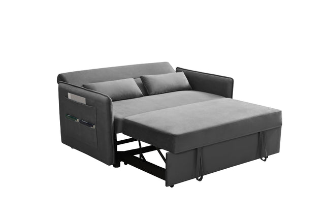 MEGA Pull Out Sofa Bed, Modern Adjustable Pull Out Bed Lounge Chair with 2 Side Pockets, 2 Pillows for Home Office