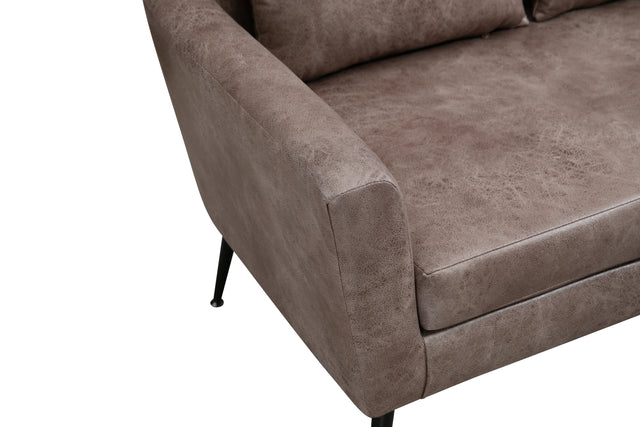 51"W Classical Loveseat Small Sofa Small Mini Room Couch Two-Seater Sofa With 2 Throw Pillows Black Metal Legs for Small Space Office Studio Apartment Bedroom, Taupe Bronzing Suede