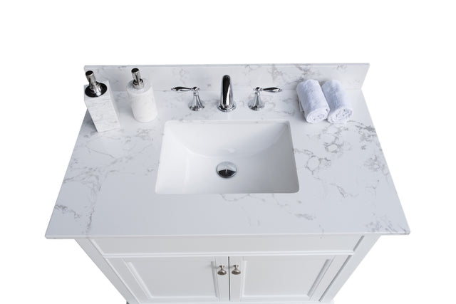 Montary 37inch bathroom vanity top stone carrara white new style tops with rectangle undermount ceramic sink and single faucet hole