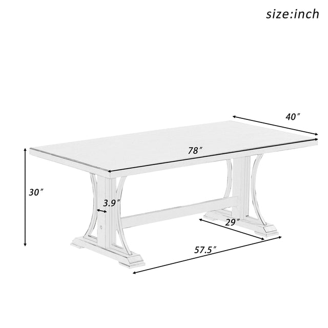 TREXM Retro Style Dining Table 78” Wood Rectangular Table, Seats up to 8 (Natural Walnut)