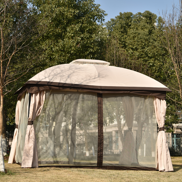 U_STYLE 9.8 Ft. W x 11.8 Ft. D Patio Outdoor Gazebo, Double Roof Soft Canopy Garden Backyard Gazebo with Mosquito Netting Suitable for Lawn, Garden, Backyard and Deck