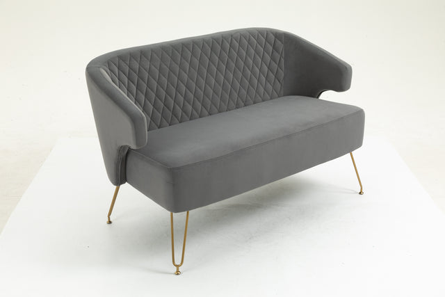 Twin Size Love seat Accent Sofa with Golden Metal Legs, Living Room Sofa with Tufted Backrest, 600 Pounds Weight Capacity