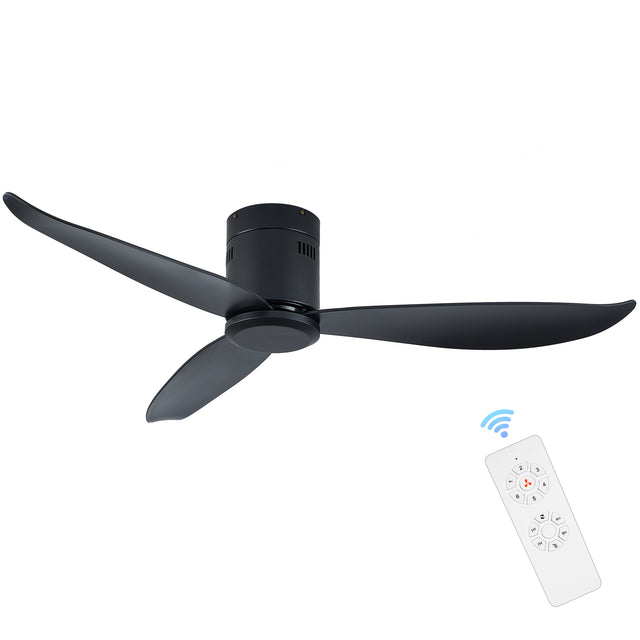 52" Low Profile Ceiling Fan No Light, Black Flush Mount Ceiling Fans without Lights (Not allowed to sell on Amazon)