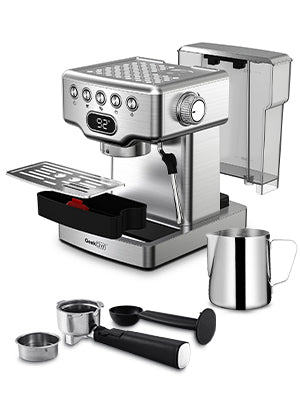 Geek Chef Espresso Machine,20 bar espresso machine with milk frother for latte,cappuccino,Machiato,for home espresso maker,1.8L Water Tank,Stainless Steel Complimentary ESE Filter Ban on Amazon