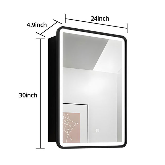 24x30 inch 3 colors with light Black framed Wall mount Medicine Cabinet with Mirror Anti-fog function