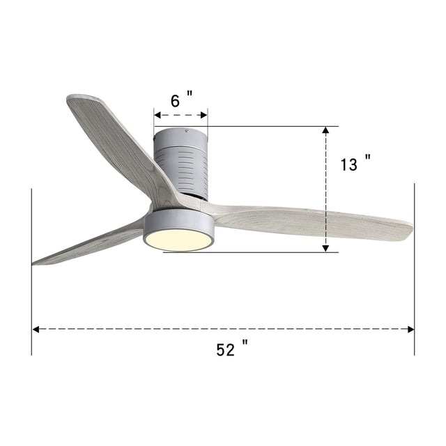 Indoor Low Profile Remote Control LED Ceiling Fan with Light