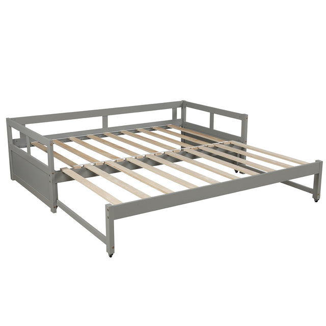 Extending Daybed with Trundle, Wooden Daybed with Trundle, Gray