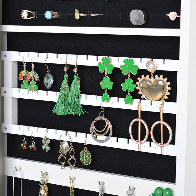 Full Mirror Fashion Movable Push-Pull Jewelry Storage Cabinet With hanger rod