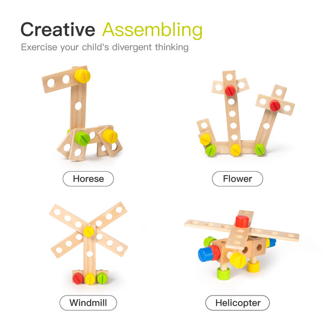 Wooden Play Tool Workbench Set for Kids Toddlers