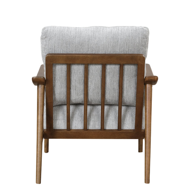 【EAT 3.17】Mid Century Modern Chair with Solid Wood Frame,Arm Chair with Vertical Slatted Back,Thick Pad Upholstered Accent Chair for Living Room, Brown