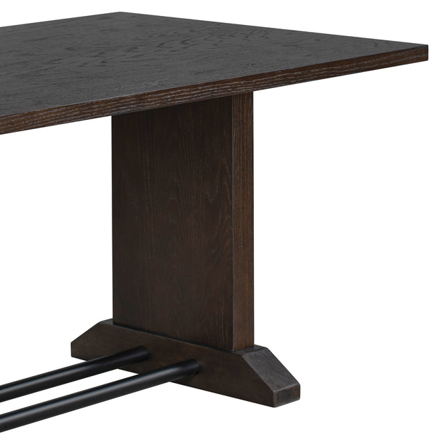 TREXM Farmhouse Wood Dining Table with Iron Pipes for 6 Person for Kitchen Dining Room (Espresso)