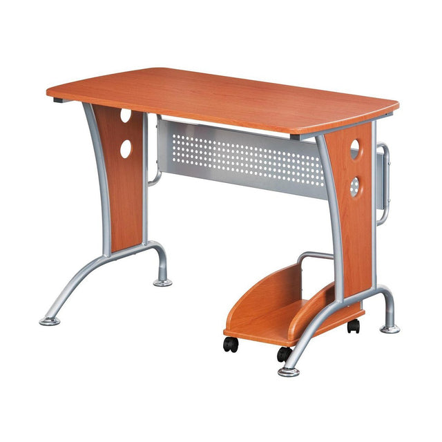Techni Mobili Modern Computer Desk With Mobile CPU Caddy, Dark Honey