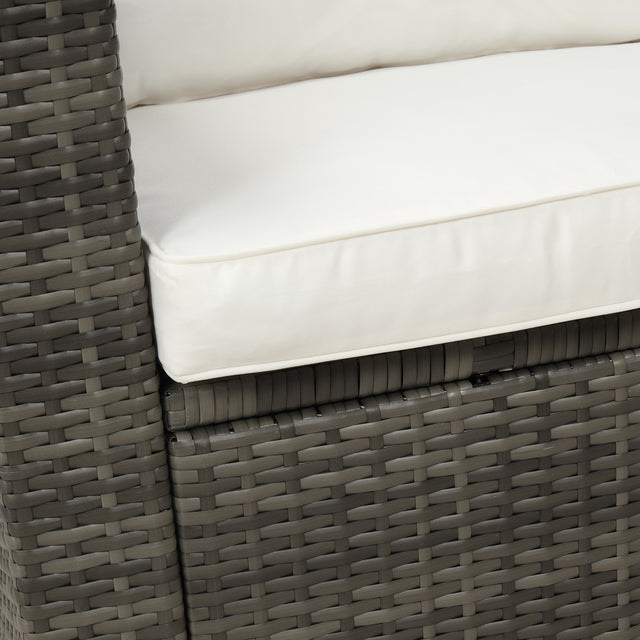 TOPMAX 4 PCS Outdoor Cushioned PE Rattan Wicker Sectional Sofa Set Garden Patio Furniture Set (Beige Cushion)