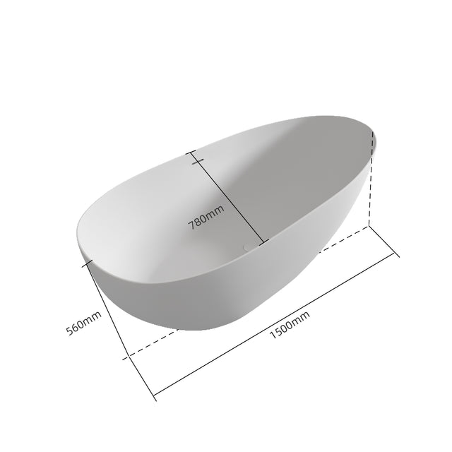 1500mm small size solid surface stone Bathroom freestand bathtub
