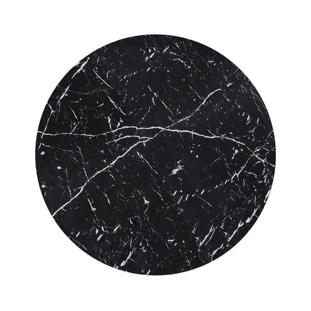 42.12"Modern Round Dining Table with Printed Black Marble Table Top for Dining Room, Kitchen, Living Room