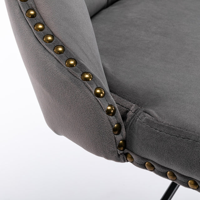 A&A Furniture,Swivel Velvet Barstools Adjusatble Seat Height from 25-33 Inch, Modern Upholstered Bar Stools with Backs Comfortable Tufted for Home Pub and Kitchen Island(Gray,Set of 2)