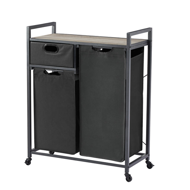JHX Laundry Basket, Laundry Hamper with Drawer, 2 Laundry Sorter, with 2 Bags, 1 Storage Rack, (Grey,28.15’’L*13’’W*35.8’’H)