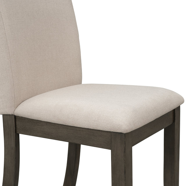 TOPMAX Farmhouse 4-Piece Wood Dining Chair Set for 4, Kitchen Upholstered Dining Chairs for Small Places, Gray Legs+Beige Cushion