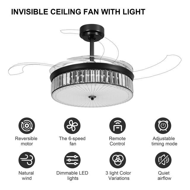 42"Crystal Ceiling Fans with Lights