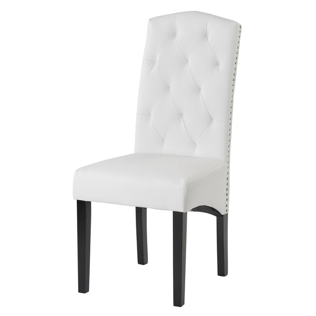 Dining PU Chair with Solid Wood Legs, 18.11" L x 24.01" W x 40.95" H White