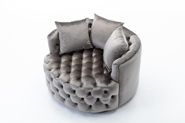 Coolmore Modern Akili swivel accent chair barrel chair for hotel living room / Modern leisure chair Silver Grey
