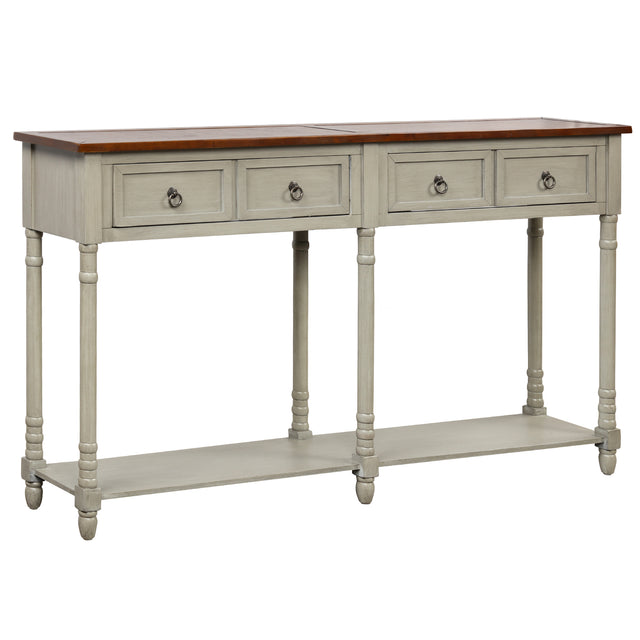 TREXM Console Table Sofa Table with Storage for Entryway with Drawers and Shelf (Antique Grey)
