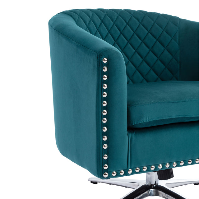 COOLMORE Swivel Barrel chair living room chair with nailheads and Metal base