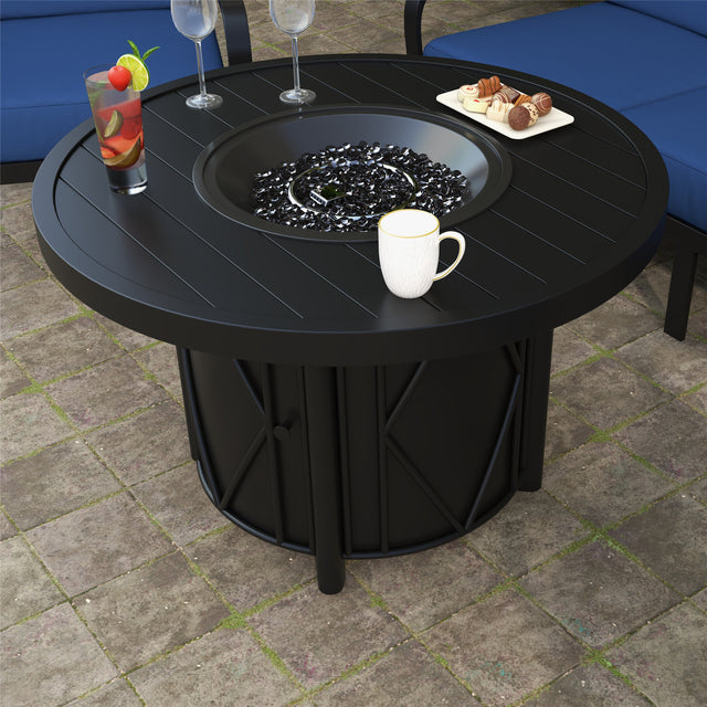 Ultimate Outdoor Elegance: 40" Round Aluminum Propane Patio Firepit Table - Stylish, Durable, and Cozy for Perfect Gatherings and Relaxation