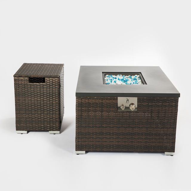 Outdoor Gas Fire Pit Square Fire Pit Table with Propane Tank Cover