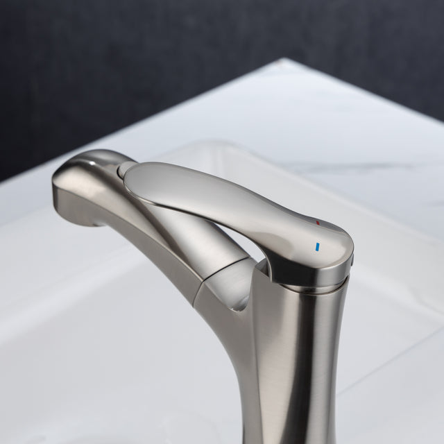 Pull Out Bathroom Faucet, Single Hole Bathroom Sink Faucet with 3 Modes Pull Down Sprayer, One Handle Modern Vanity Faucet, Farmhouse Lavatory Faucet