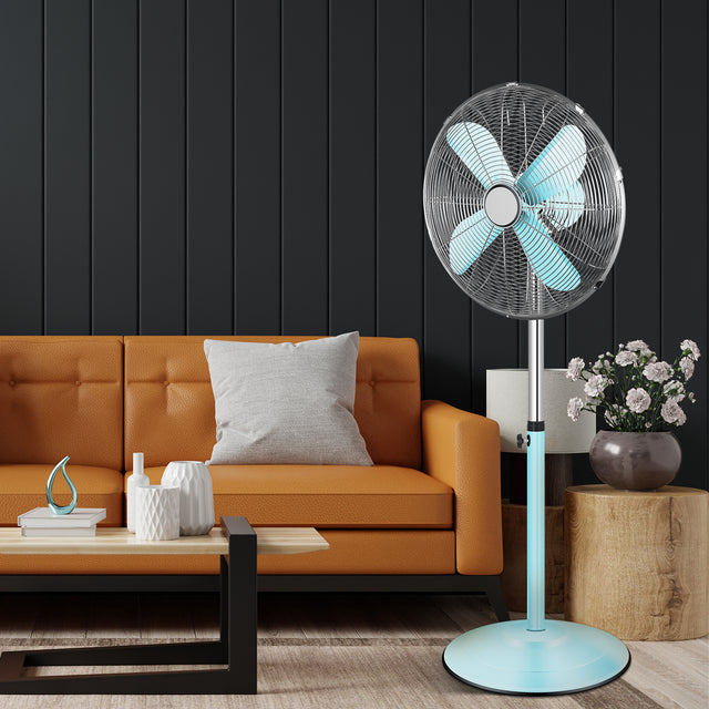 16 Inch High Velocity Stand Fan, Adjustable Heights, 75°Oscillating, Low Noise, Quality Made Fan with 3 Settings Speeds, Heavy Duty Metal for Industrial, Commercial, Residential, Color: Green