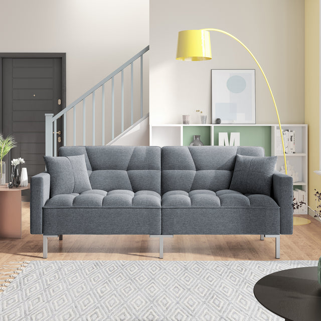 Orisfur. Linen Upholstered Modern Convertible Folding Futon Sofa Bed for Compact Living Space, Apartment, Dorm