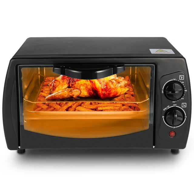 Simple Deluxe Countertop Toaster, Oven & Pizza Maker, Toaster Oven, Exquisite 4-Slice Capacity, 9 L, Black/ Matte Stainless