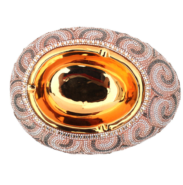 Ambrose Chrome Plated Crystal Embellished Ceramic Ashtray