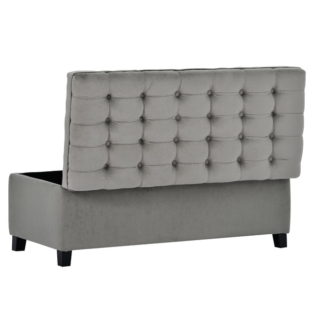 U-stye Upholstered Flip Top Storage Bench with Button Tufted Top