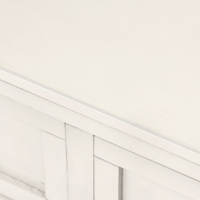 TREXM Narrow Console Table, Slim Sofa Table with Three Storage Drawers and Bottom Shelf (Ivory White)
