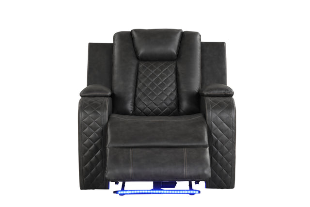 Benz LED & Power Recliner Chair Made With Faux Leather in Gray