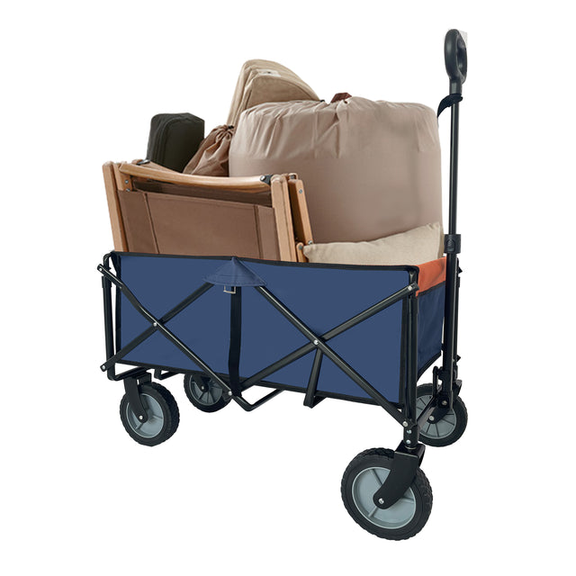 Collapsible Folding Wagon, Push Pull Foldable Beach Wagon Cart