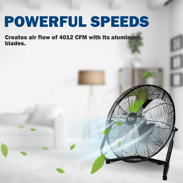 Simple Deluxe 12 Inch 3-Speed High Velocity Heavy Duty Metal Industrial Floor Fans Quiet for Home, Commercial, Residential, and Greenhouse Use, Outdoor/Indoor, Black,2-pack