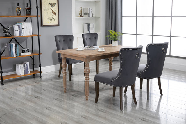 TOPMAX Dining Chair Tufted Armless Chair Upholstered Accent Chair, Set of 6 (Grey)