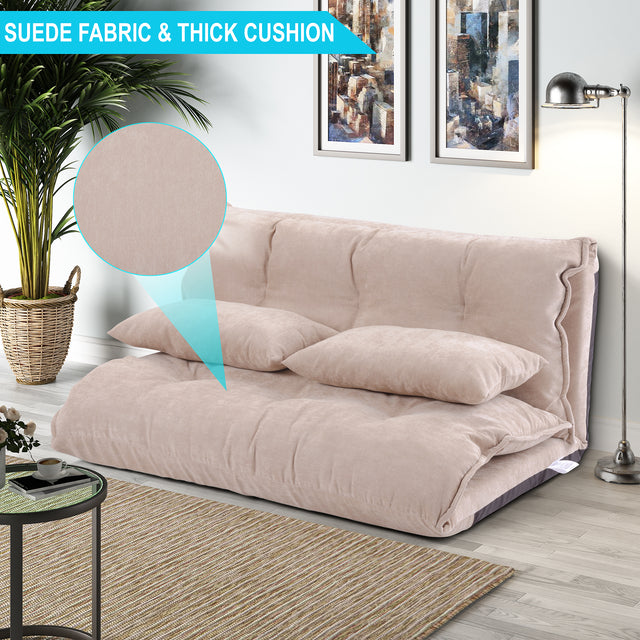 Orisfur. Lazy Sofa Adjustable Folding Futon Sofa Video Gaming Sofa with Two Pillows