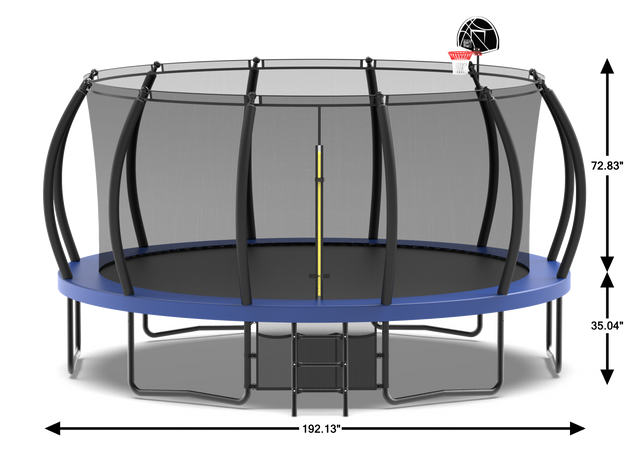 16FT Trampoline with Basketball Hoop - Recreational Trampolines with Ladder ,Shoe Bag and Galvanized Anti-Rust Coating