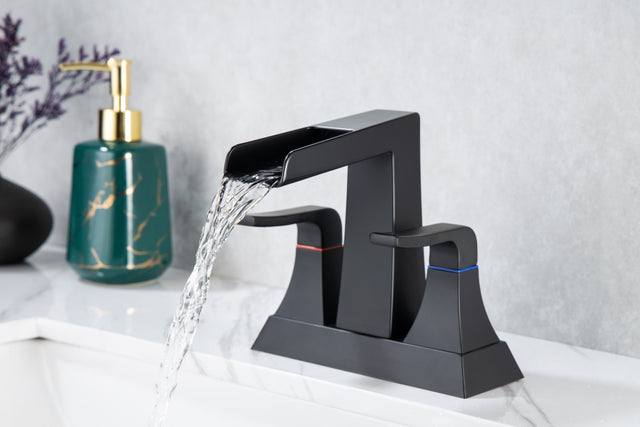 2-Handle Lavatory Faucet Brushed Nickel Bathroom Sink Faucet with Metal Pop-up Drain and Faucet Supply Lines
